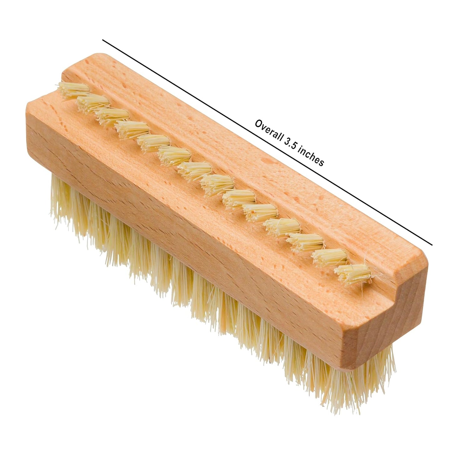 Redecker Natural Tampico Fiber Nail Brush with Oiled Beechwood Handle, Double-sided Design with Angled Bristles, 3-1/2-Inches
