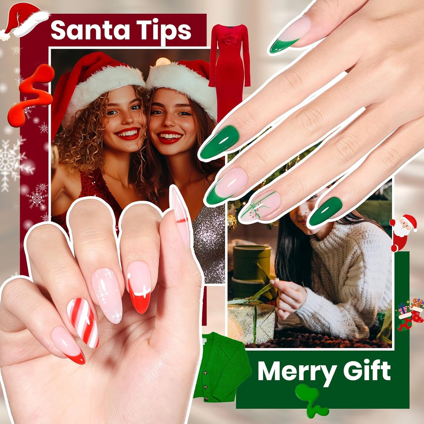 Beetles Gel Nail Polish Kit 66 Pcs with U V Light - 35 Color Christmas Gel Nail Kit Gifts for Teens Girls Women Soak Off Emotional Spectrum Red Winter Manicure Nails Decoration Tool Home DIY Set