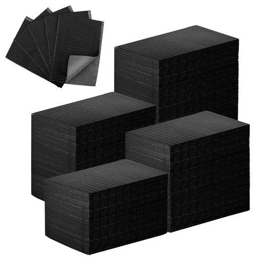 490pcs Disposable Nail Mats Foldable Nail Paper Towels, Table Acrylic Nail Practice Sheet, 3 Ply Waterproof Clean Nail Table Practice Mat for Salon Manicure Tattoo,Nail Art Accessories 13"x18" (Black)