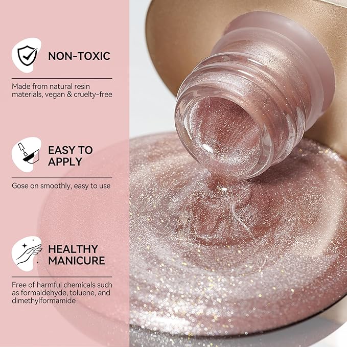 Cat Eye Nail Polish Non Gel Quick Dry, Magnetic Cat Eye Polish Fingernail Gold Glitter Nail Lacquer No UV Required, Crystal Velvet Glass Shine For Nail Art Long Lasting