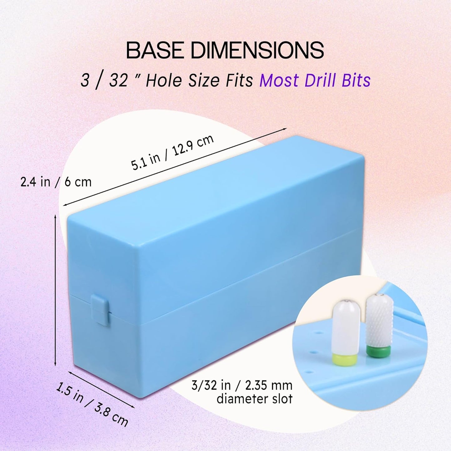 PANA Rectangle Nail Drill Bit Holder Display Organizer Case - Dustproof Carbide Bit Storage Container Box For Manicure Tools Nail Salon - 30 Holes Blue (Drill Bits Not Included)