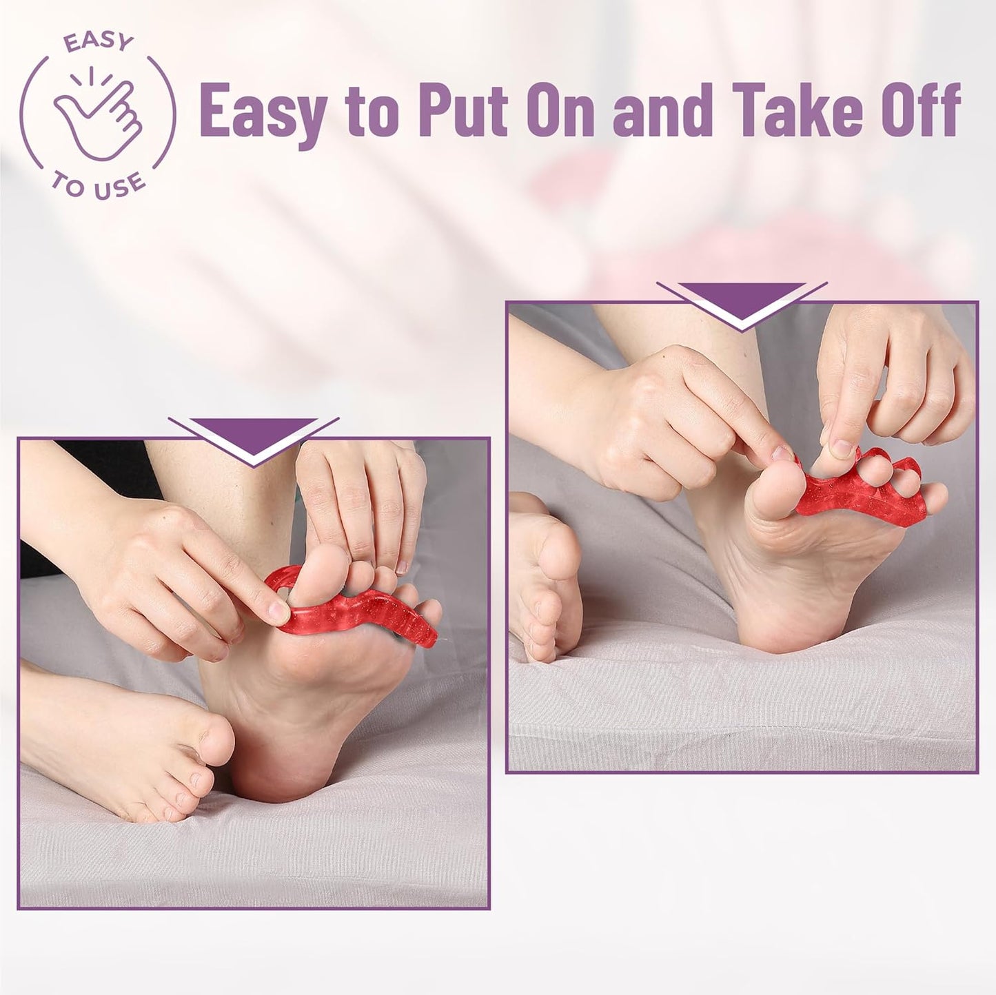 Dr. JK- ToePal Gel Toe Separator, 4 Pairs, Toe Spacers, Bunion Corrector, Turquoise & Pink, Christmas Gifts