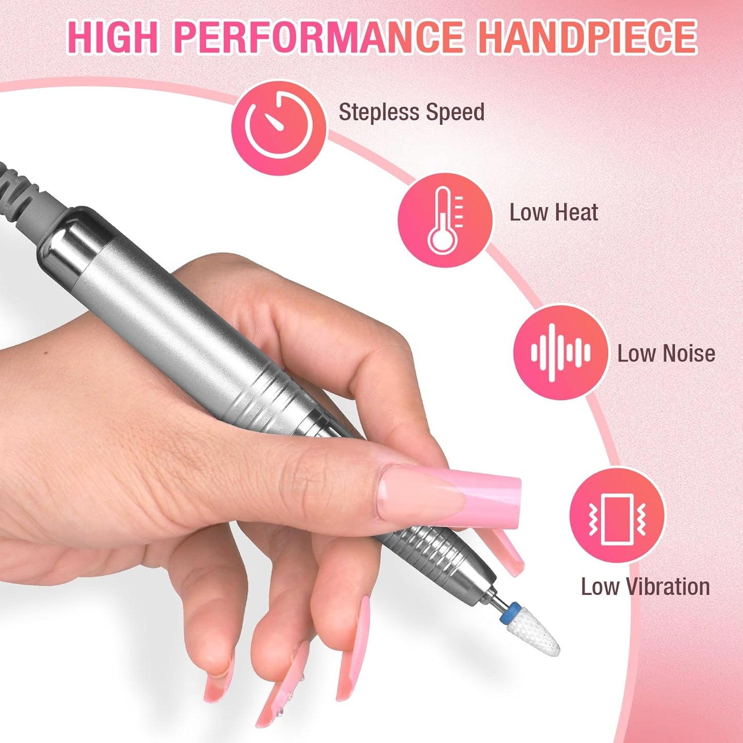 Nail Drill Professional, 35000RPM Brushless Nails Drill Machine, Rechargeable Nail Efile Drill Cordless Electric Nail File for Acrylic Nails