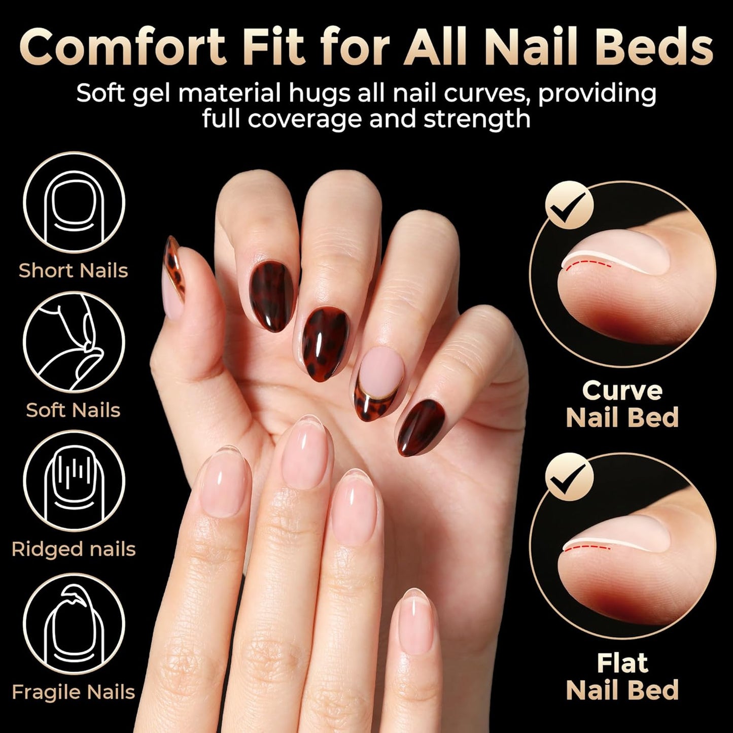 Extra Short Almond Fake Nails, 504pcs Soft Gel Pre-Shaped Acrylic Nail Tips, Half Matte Full Cover Clear Gelly Press on Flase Nail Tips for Extension Nail Manicure Home DIY 12 Sizes