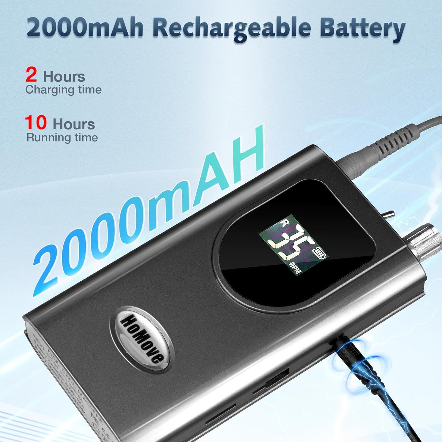 Nail Drill Professional, HoMove 35000RPM Portable Nail Drill Machine, Rechargeable Efile Nails Drill, Low Heat Electric Nail File for Acrylic Gel Nails[Grey]