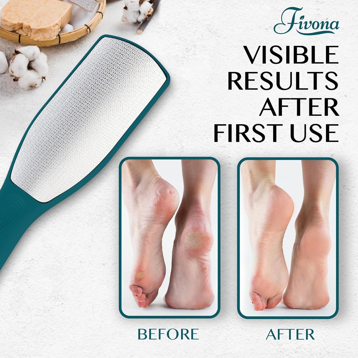Fivona Professional Foot File - Callus Remover for Feet, Double Sided Foot Rasp for Dry Heels, Foot Scrubber Dead Skin Remover, Corn Removal for Feet