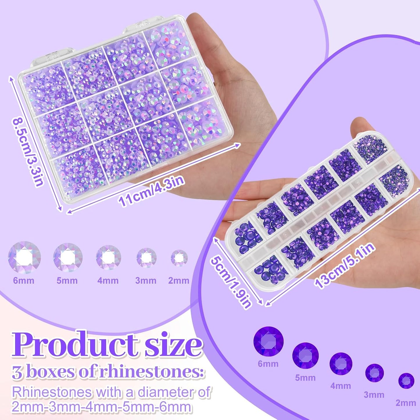 ASTARON Purple Resin Rhinestones for Crafting, 2mm-6mm Mixed Flatback Resin Gemstones for Crafts Gems Bulk Jelly AB Bedazzling Diamonds with Glue for Nails, Tumblers, Mugs Decoration