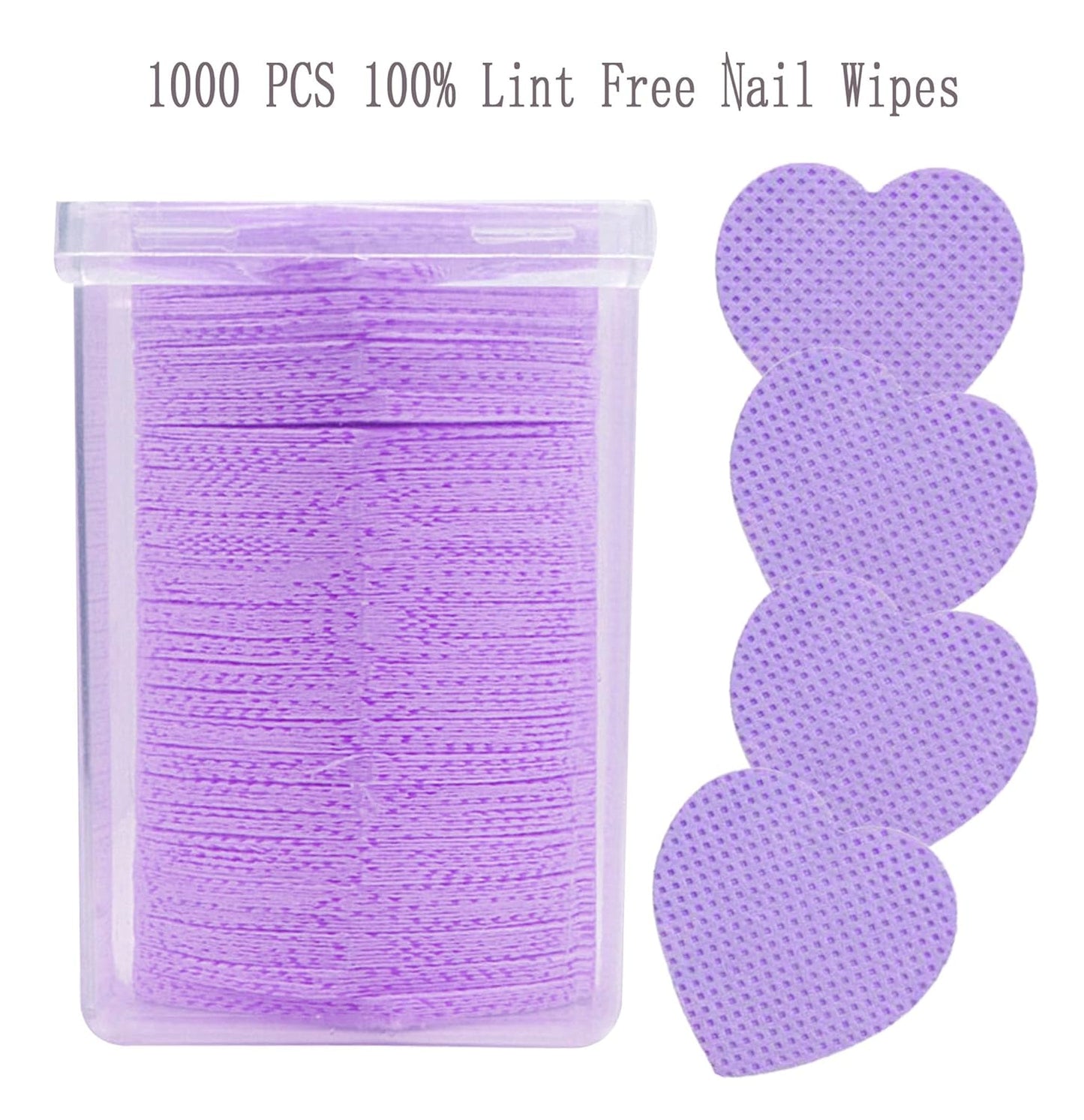 1000 PCS Nail Wipes, Lint Free Nail Polish Remover Wipes for Lash Extension, No Lint Eyelash Extension Glue Wipes, Absorbable Eyelash Extension Glue Cleaning Wipe for Gel Nail Polish Remover, Purple