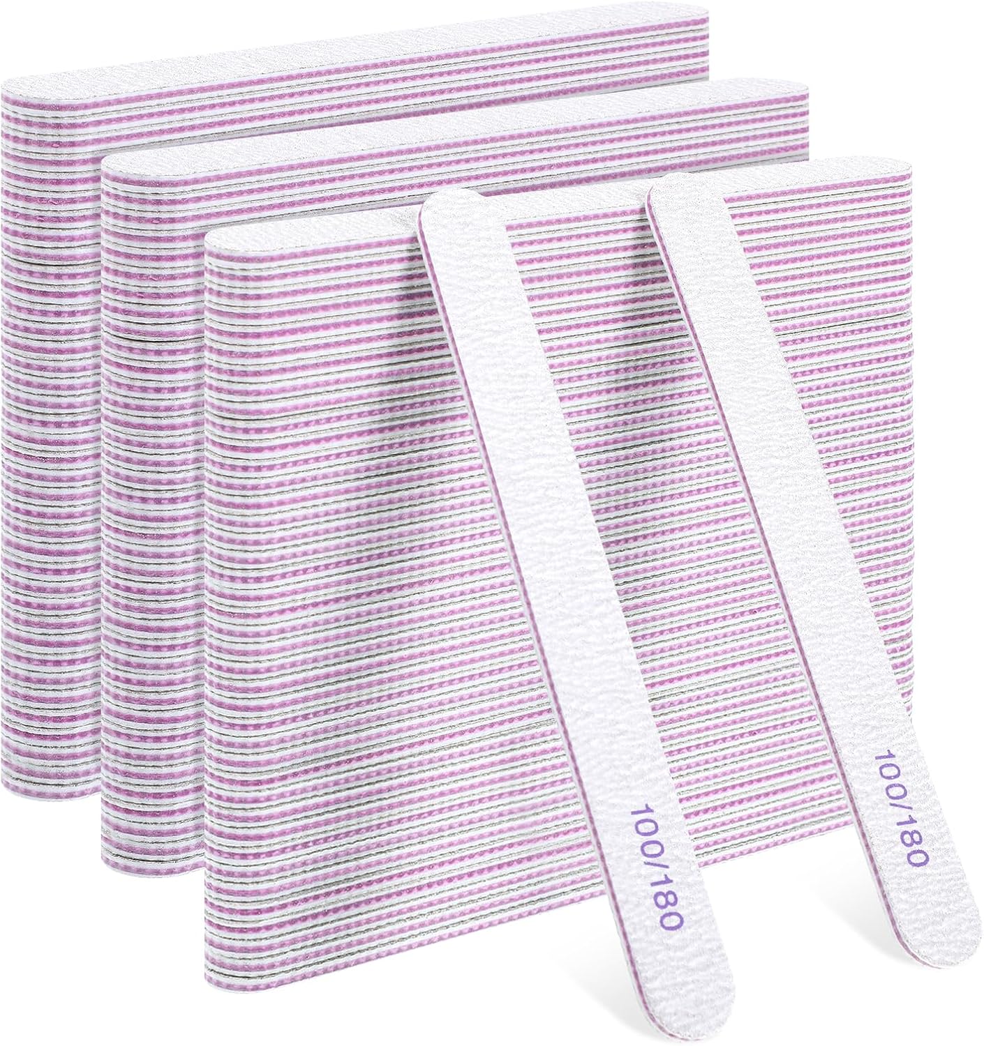 150 Pieces 100/180 Grit Nail Files, Double Sided Emery Boards Professional Washable Reusable Nail Buffers Manicure Tools Emery Board Nails Files for Natural Acrylic Nails, Home and Salon Use