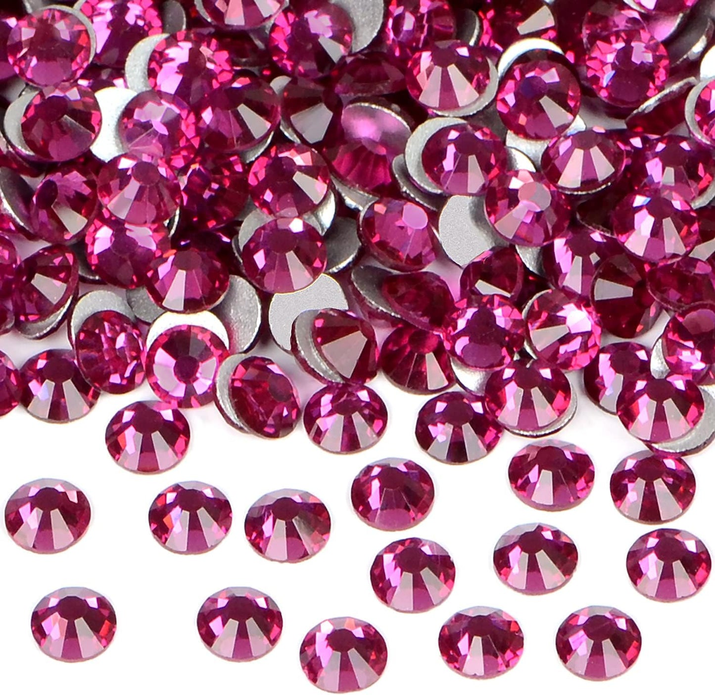2880PCS Art Nail Rhinestones Non Hotfix Glue Fix Round Crystals Glass Flatback for DIY Jewelry Making with one Picking Pen (ss8 2880pcs, Rose)