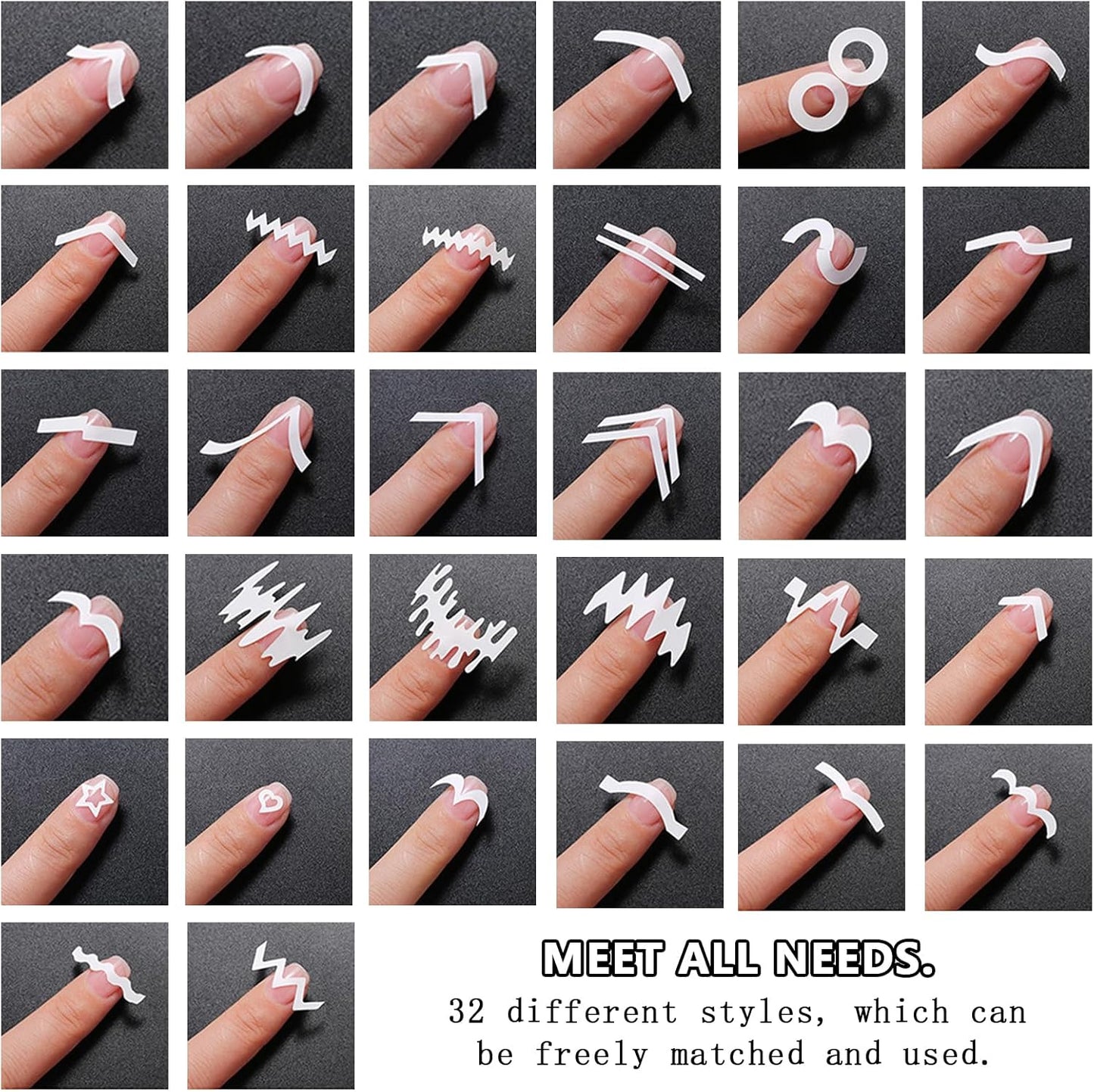 72 Sheets 2136 Pieces French Manicure Nail Art Stickers,32 Designs Self-Adhesive Nail Tips Guides for DIY Decoration Stencil Tools French tip Nail Guides kit (72 Sheets 32 Designs) US290 (72)