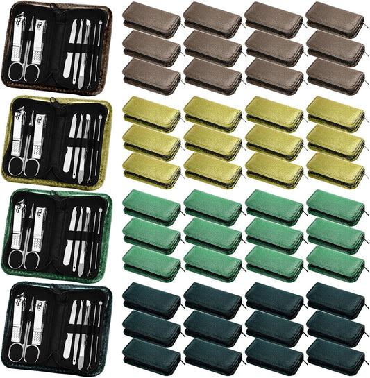 Coume 48 Christmas Nail Care Kit Gift 8 in 1 Manicure and Pedicure Set with Travel Case Stainless Steel Nail Clipper Manicure Set Souvenirs Gift for New Year Coworkers Church Guest(Green Series)
