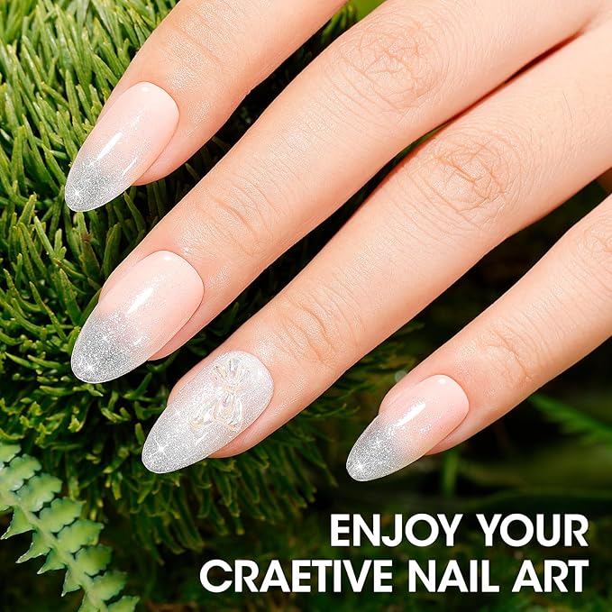 GELLEN Jelly Gel Nail Polish, Glitter White Gel Polish Sparkle White Nail Polish for Gift Soak off LED Nails Manicure Kit for Salon Home, 18ml 0.61 Fl.oz