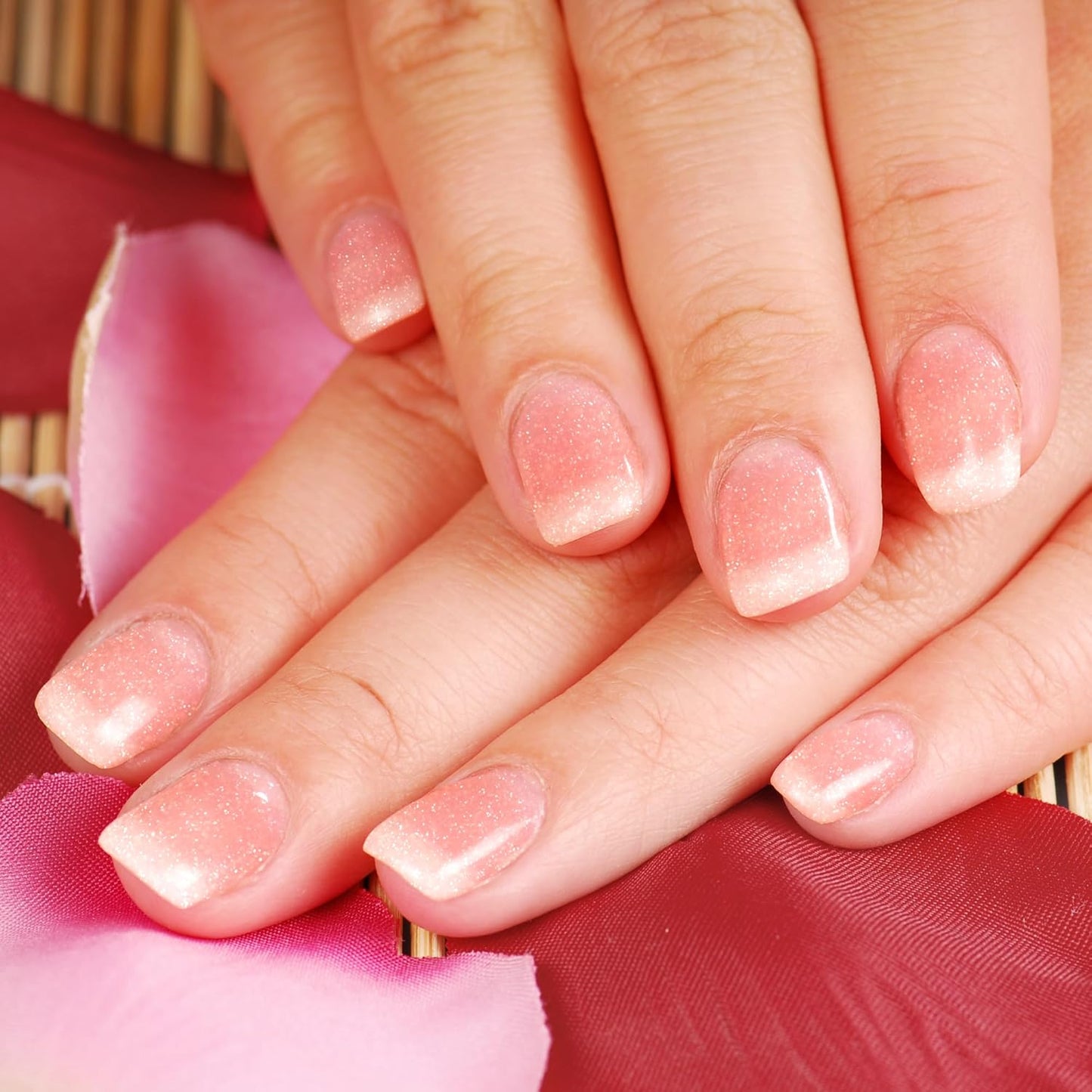 Semi Cured Gel Nail Strips-Salon Quality Semi-Cured Gel Press On Nails Stickers Strengthening Quick DIY Nail Art Manicure Kits for Women at Home 14-Day Wear(Nebula Veil Gradient)