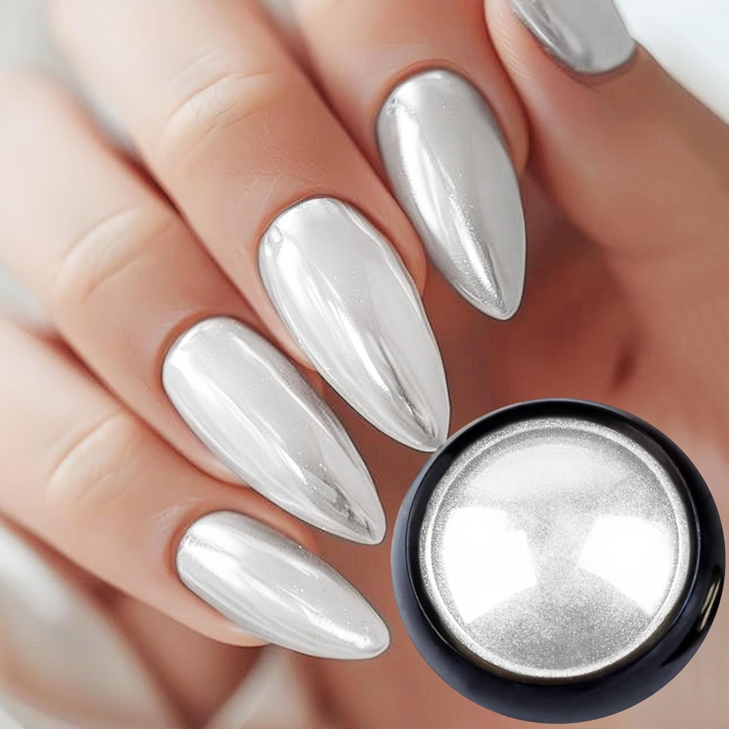 Chrome Nail Powder Luster Mirror Glitter Effect Pigment Iridescent Aurora Fairy Kit for Gel Polish Nail Art Decoration, 6 Colors Chrome Powder for Nails