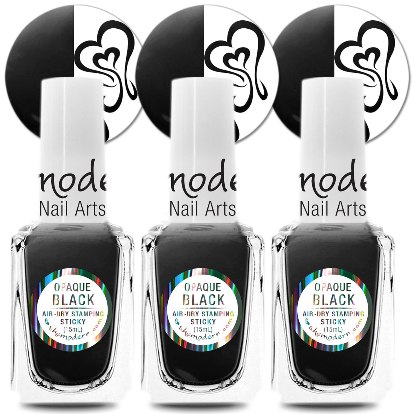 SheModern STICKY BLACK Stamping Polishes Stamping Polishes (Set of 3) For Nail Art Design Air-Dry Collection. More Transfer Time with Tacky Surface for Easy Adhere of Pigment, Glitter