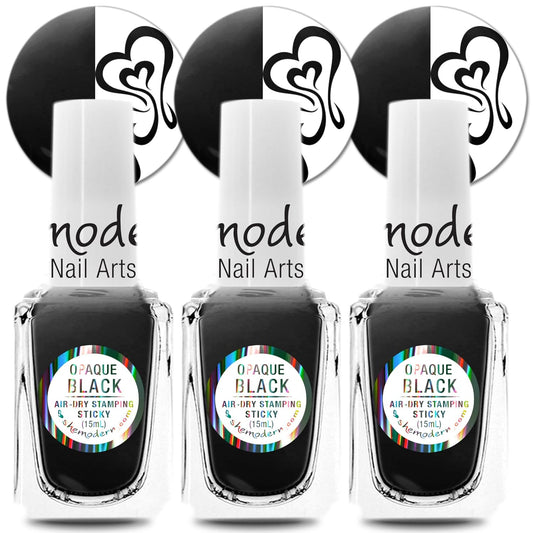 SheModern STICKY BLACK Stamping Polishes Stamping Polishes (Set of 3) For Nail Art Design Air-Dry Collection. More Transfer Time with Tacky Surface for Easy Adhere of Pigment, Glitter