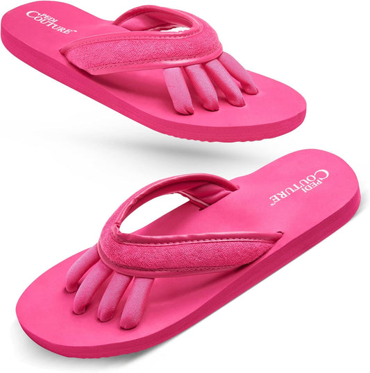 Pedi Couture Pedicure Sandals with Built In Toe Separators for Women - Comfortable Spa Style Flip Flops for Home, Salon, Yoga & Gym Use