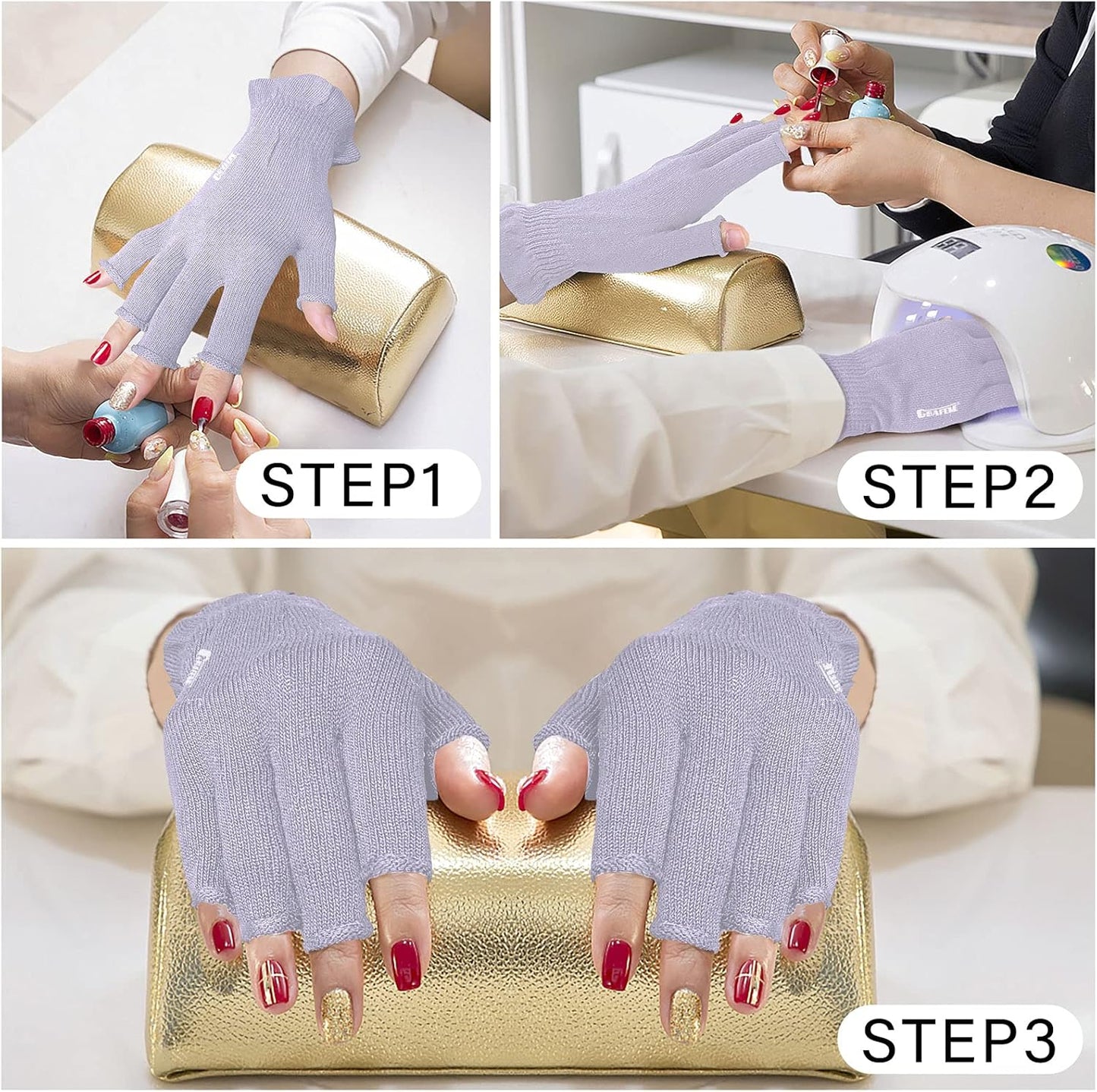 GSAFEME Cotton Gloves for Dry Hands - Fingerless Touchscreen Moisturizing Gloves for Sleeping - Cotton Eczema Gloves for Men and Women, Purple S/M 3 Pairs