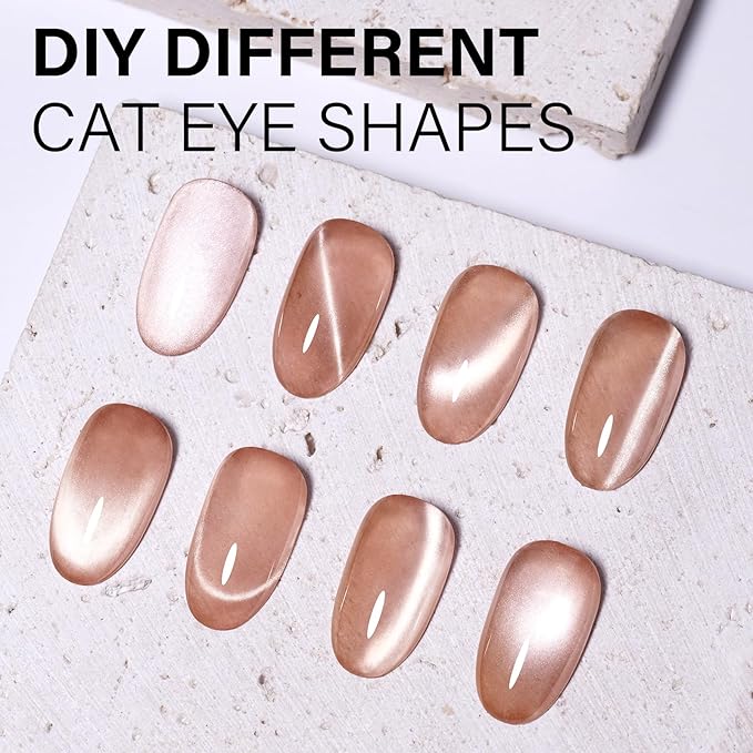 AILLSA Glass Cat Eye Gel Nail Polish, 15ml Nude Glitter Jelly Sheer Gel Polish, Translucent Magnetic Shimmer Sparkle Nail Art U V Salon 0.5 OZ GF34