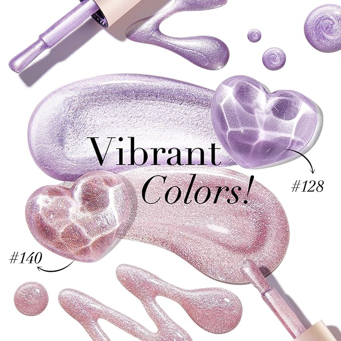 AZUREBEAUTY Sparkle Purple Nail Polish Set Quick Dry Pink Pastel Glitter 2 Colors Nail Lacquer Natural Shine DIY Salon Home Women Gifts 2Pcs 0.34oz