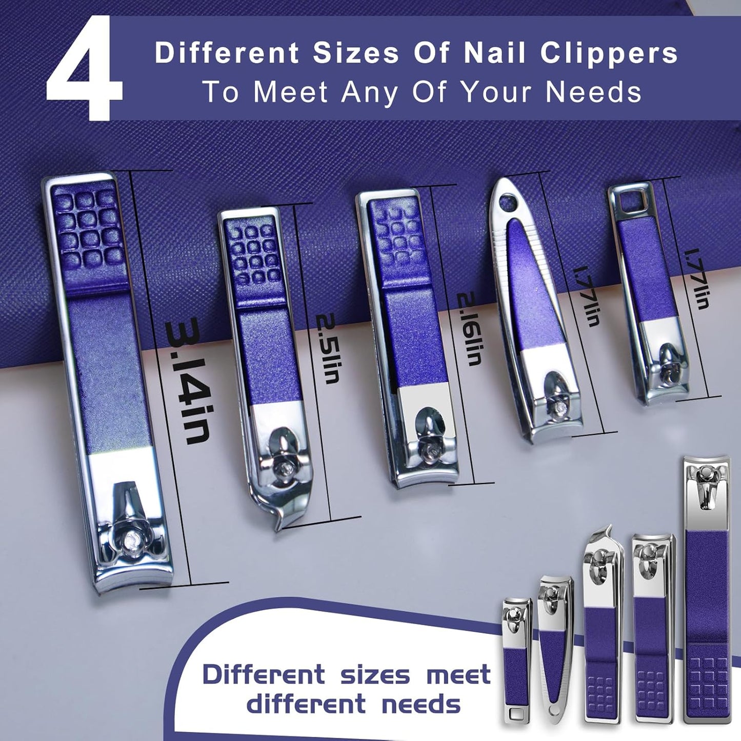 Manicure Set 30 in 1 Nail Clippers Set,Nail Manicure Kit for Women,RedFlow Toenail Clippers,Pedicure Kit,Pedicure Tools,Suitable for Travel Manicure Tools (Purple)