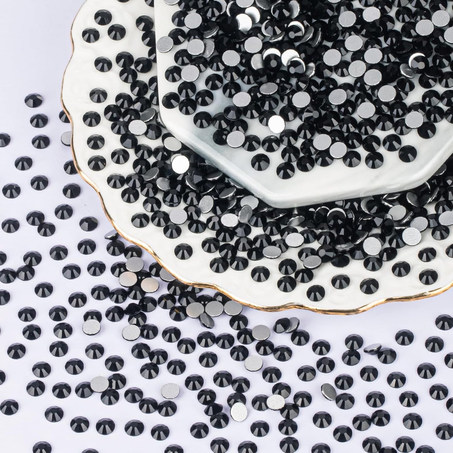 10000PCS Black Rhinestones Bulk, Flat Back Crystal Glass Stone Round Gems,SS10, 2.7-2.9mm