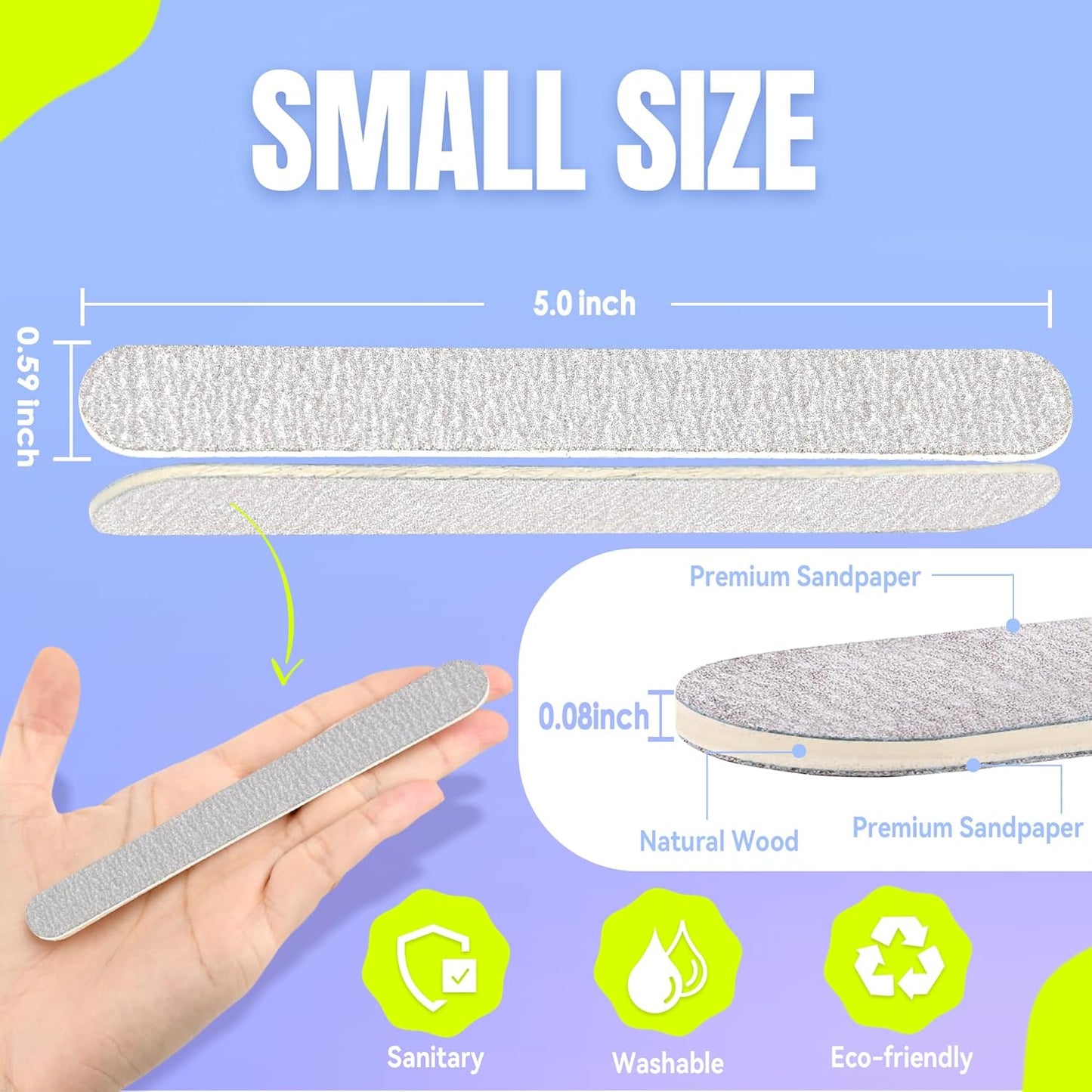 Disposable Zebra Nail Files 80/100 Grit 5 Inch Double Sided Emery Boards for Acrylic Nails Toenails Professional Manicure Pedicure Tools 50Pcs (Pack of 2)