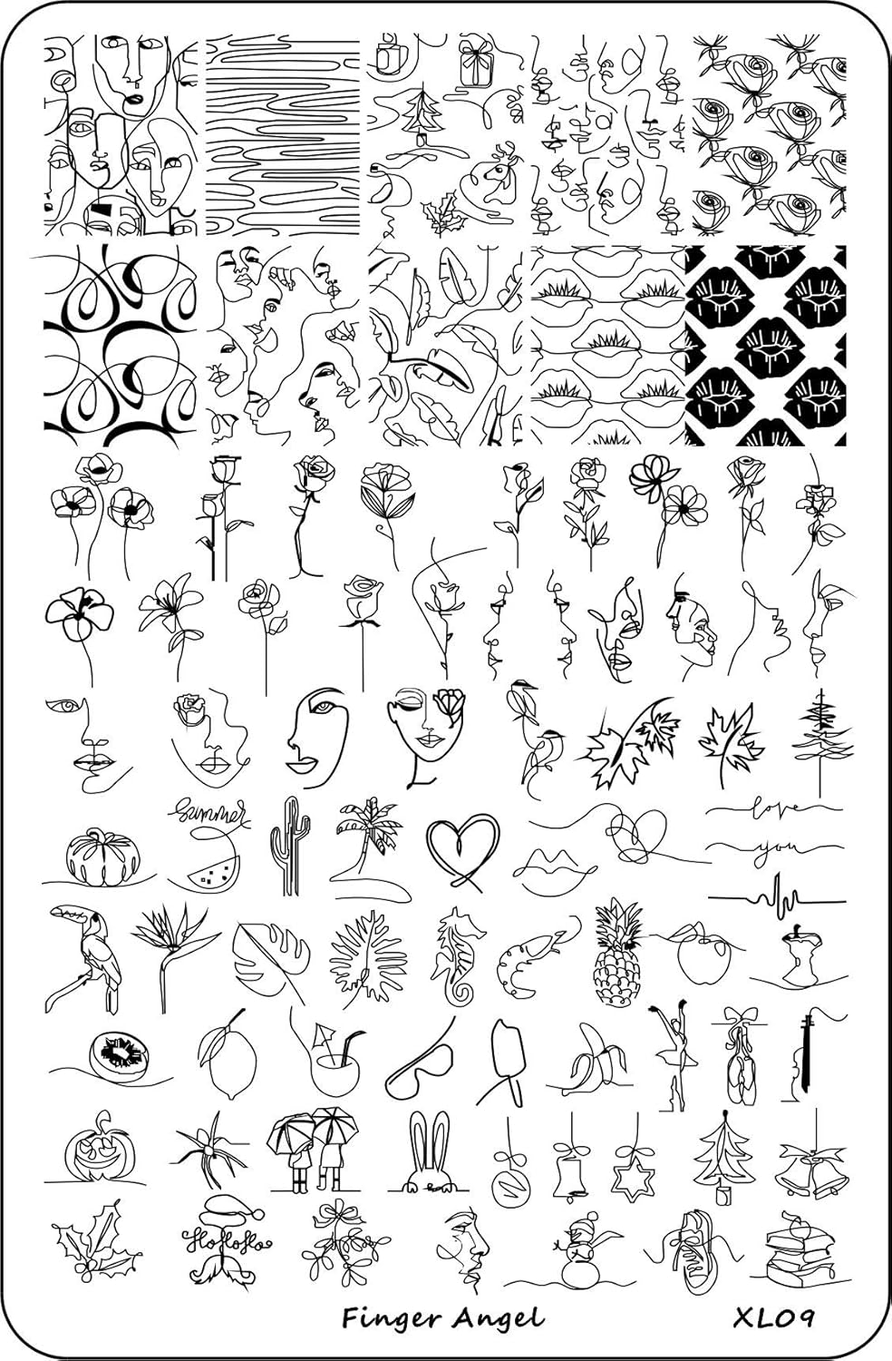 4PCS XL Nail Art Stamp Plates with Stamping Image Plates Collection Manicure Tools Plate Organizers XL07-10