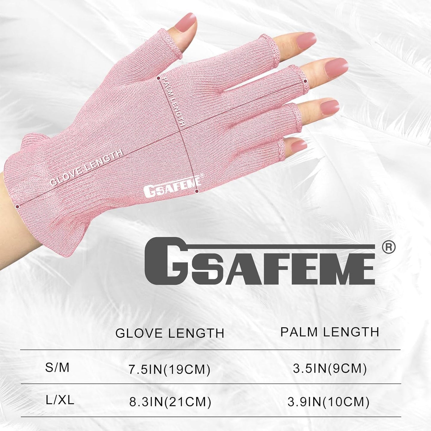 GSAFEME Cotton Gloves for Dry Hands - Fingerless Touchscreen Moisturizing Gloves for Sleeping - Cotton Eczema Gloves for Men and Women, Pink L/XL 1 Pair