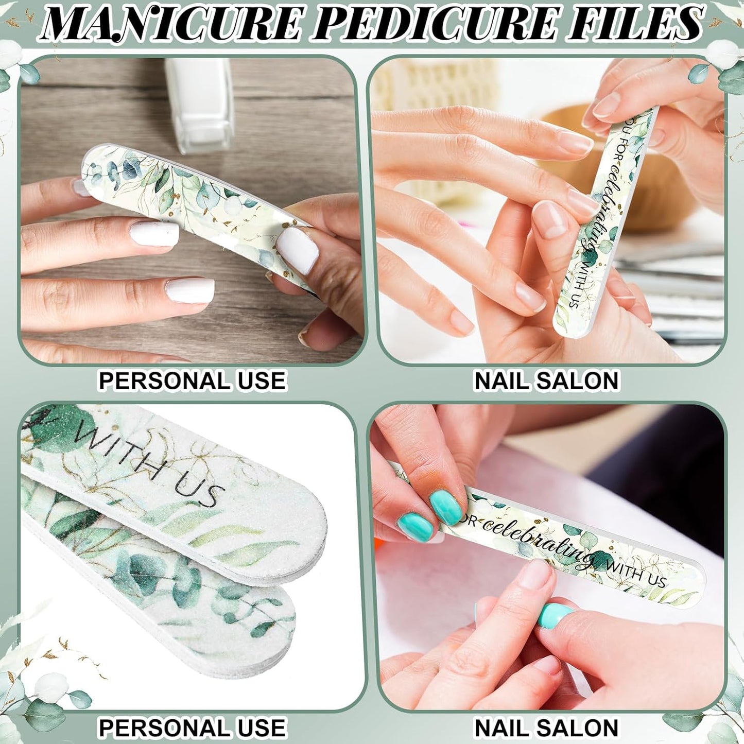 50 Pcs Wedding Bridal Shower Party Favors Bulk Nail Files Emery Boards for Guests Bridesmaid Bachelorette Party Favors Thank You for Celebrating with Us Game Prizes Gifts Bags Stuffers