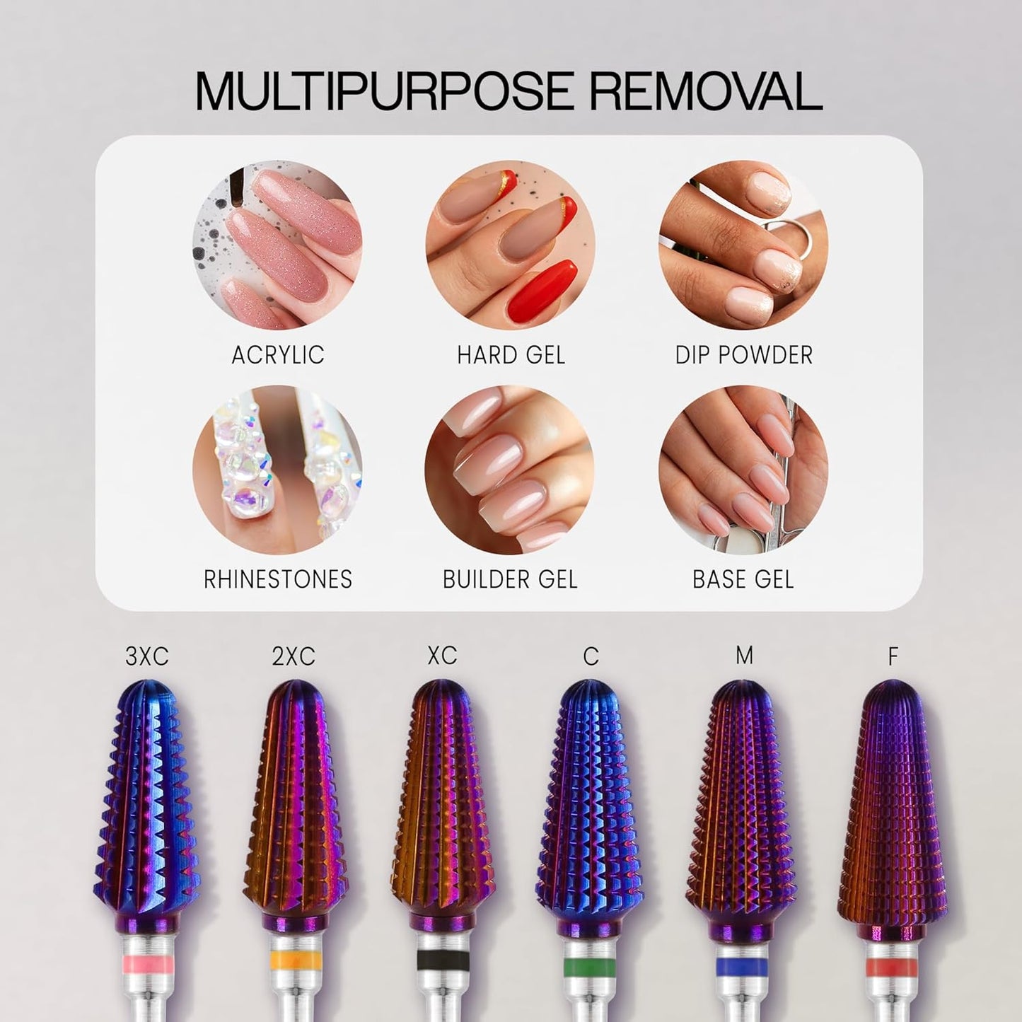 PANA 3/32" Purple Tornado Carbide Nail Drill Bit for Acrylics, Nail Extension, Gel Polish Removal Nail Salon Manicure Pedicure Electric File Tools (Fine - F)