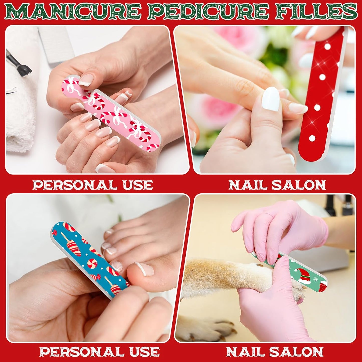 50 Pcs Christmas Mini Nail File Gifts Bulk for Women Candy Cane Double Sided Emery Boards Small Xmas Party Favors Thank You Gifts Manicure Tools for Employee Staff Coworker Appreciation