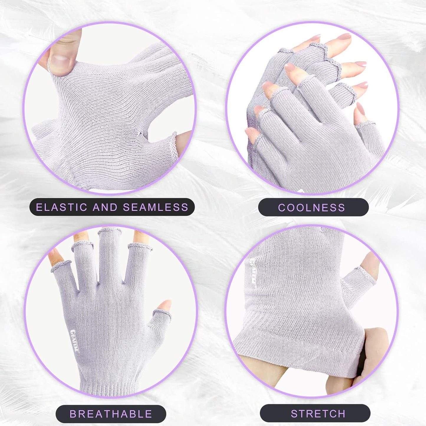 GSAFEME Cotton Gloves for Dry Hands - Fingerless Touchscreen Moisturizing Gloves for Sleeping - Cotton Eczema Gloves for Men and Women, Purple S/M 3 Pairs