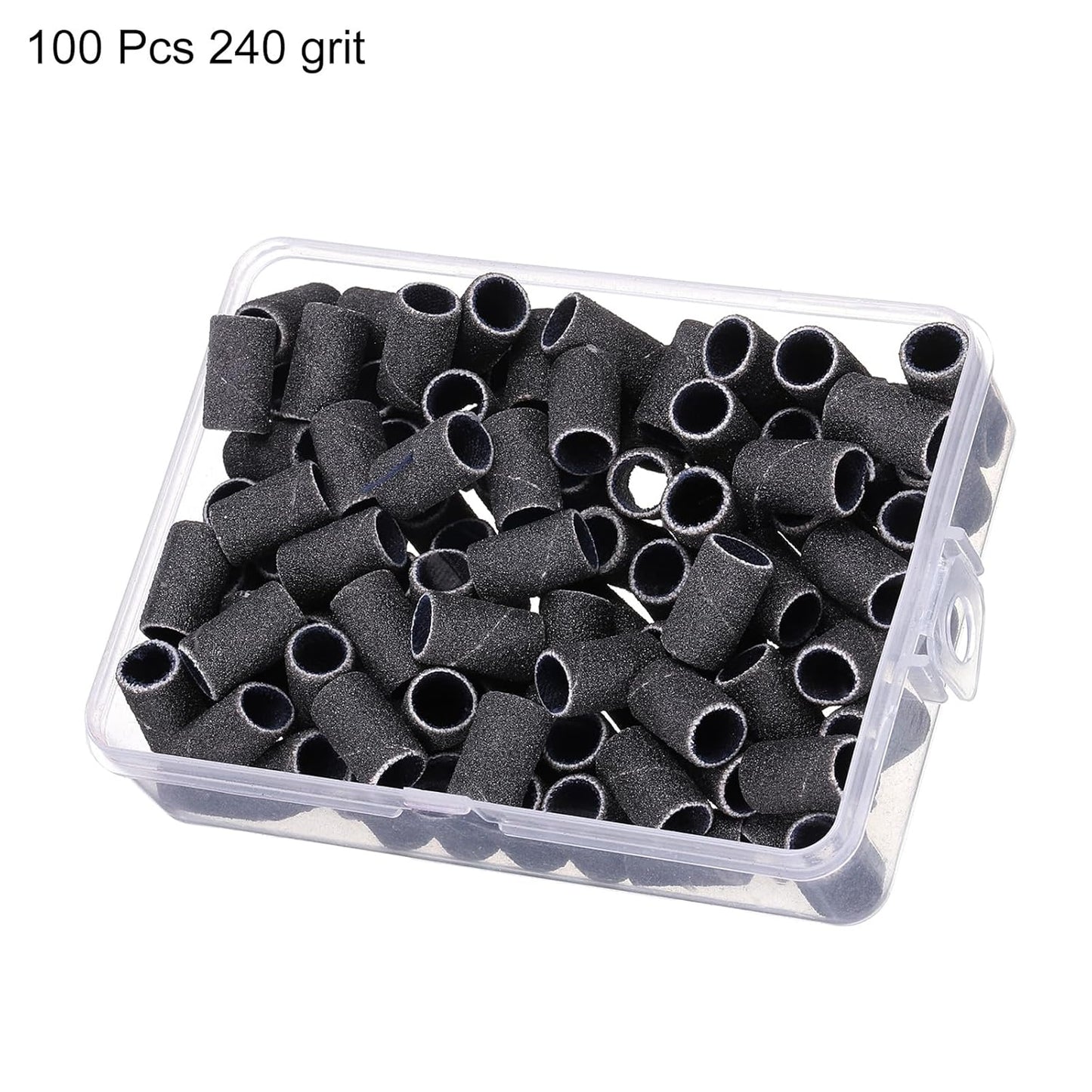 HARFINGTON 100pcs Small Sanding Bands 240 Grit for Nail Drill Bits Mini Sanding Band for Nails Gel Manicures Black