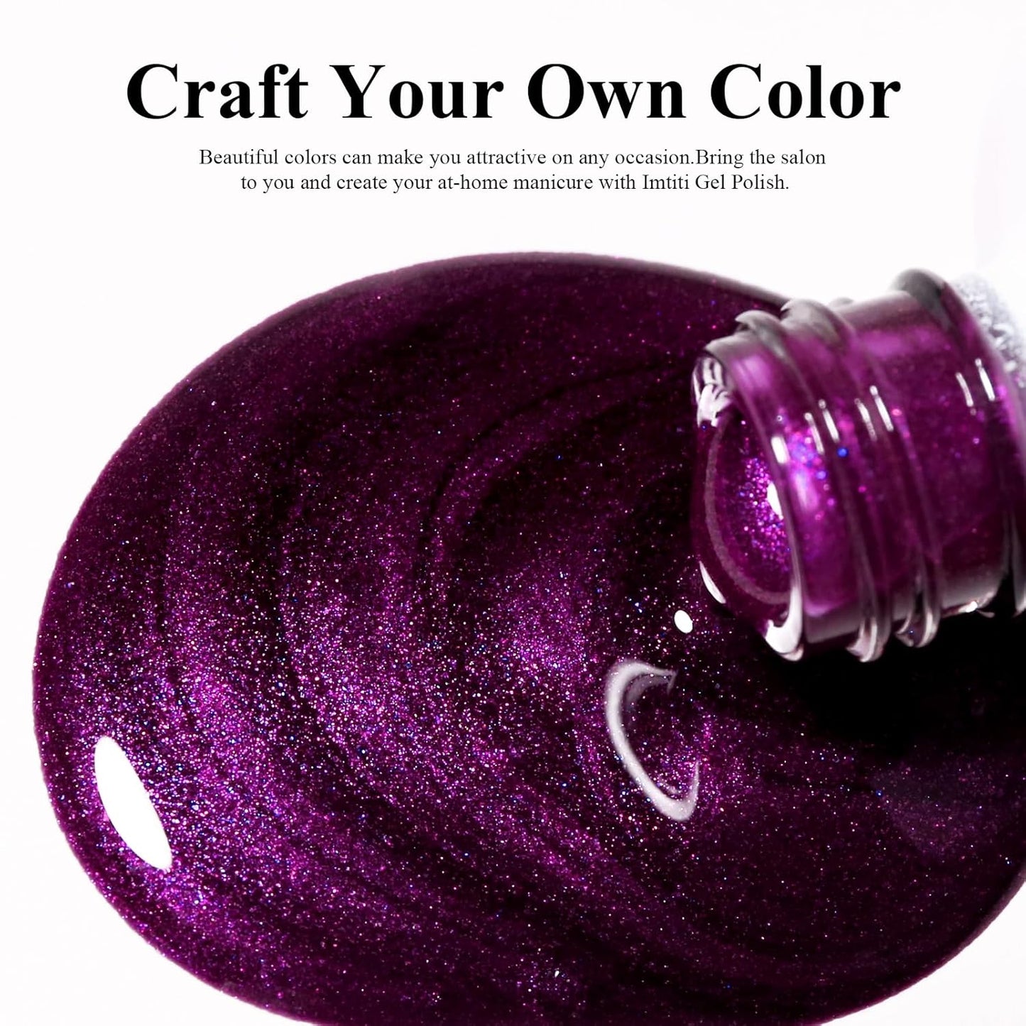 Imtiti Pearl Gel Nail Polish,0.5 Fl Oz Wine Purple Glitter Drawing Gel Polish Shell Thread Shimmer Mermaid Nail Gel Polish Soak Off UV LED for Home DIY Nail Art Manicure Salon