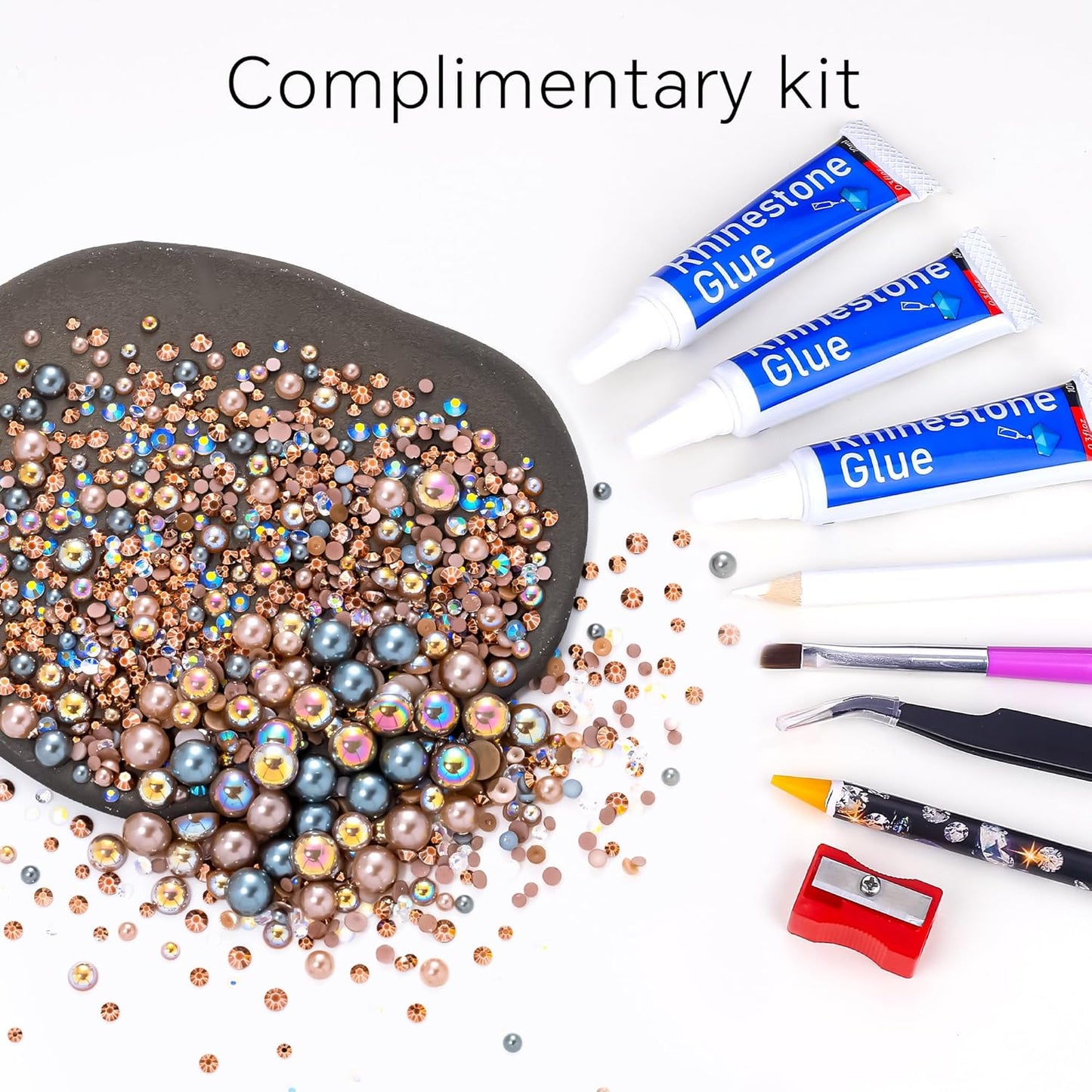 60g Coffee Flatback Rhinestones Half Pearls for Crafting, Mixed Size 3mm-10mm Resin Rhinestones for Bedazzling, Small Pearls for DIY Tumblers Mugs Nail Art Shoes Clothes with Glue