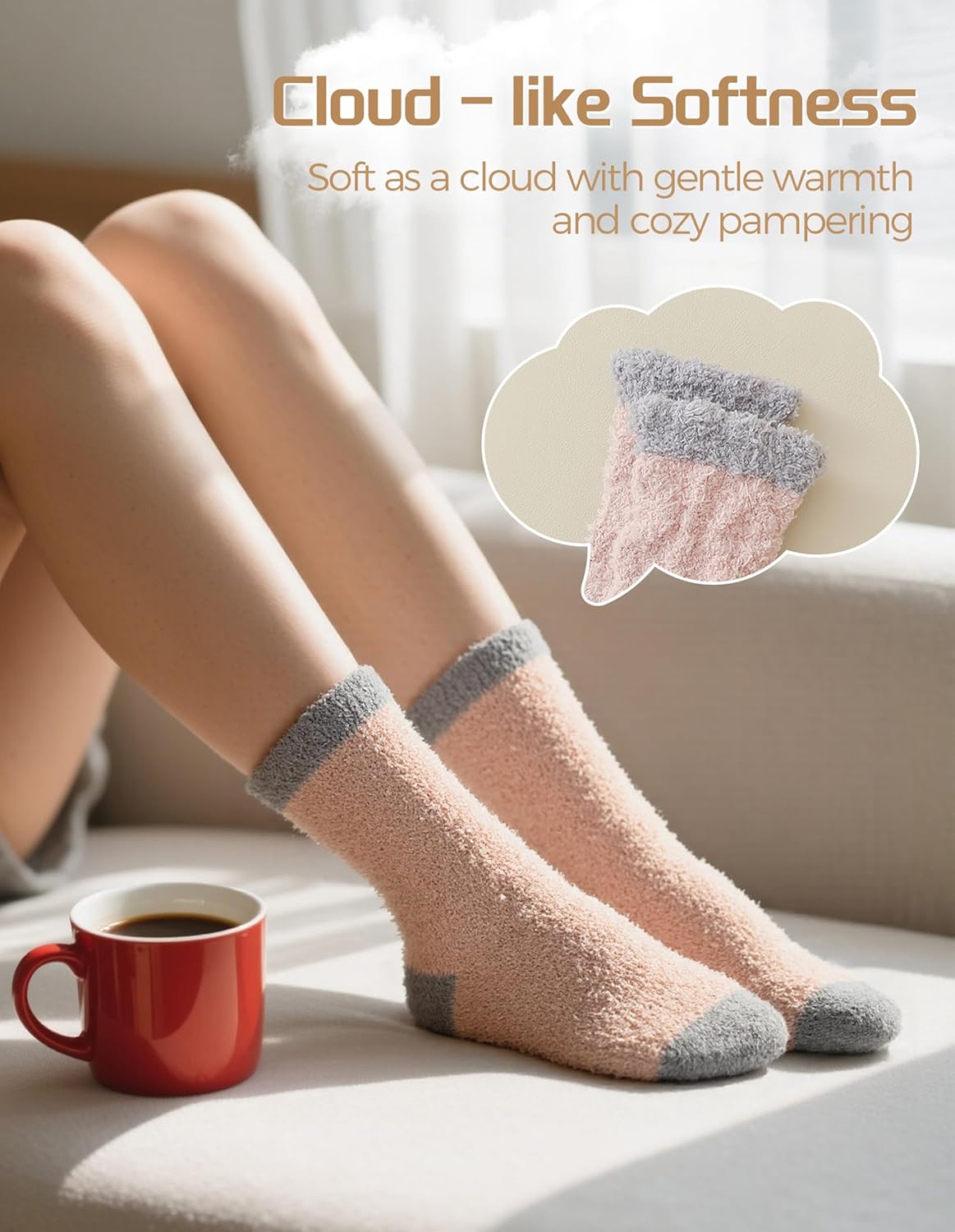 TEHOOK Warm & Cozy Gifts for Women, Stocking Stuufers, Fluffy Fuzzy Plush Sleeping Slipper Socks - Soft Warm Fabric