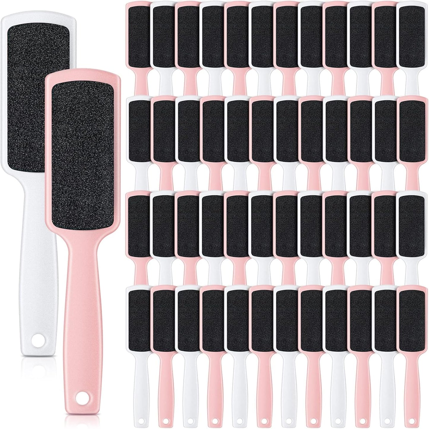 30 Pcs Foot File Dead Skin Foot Scrubber Remover Pedicure Double Sided Callus Heel Foot Scraper Professional Foot Exfoliator Feet Rasp for Smoothing Hard Rough Skin Kit, Pink, White, 7.87 x 1.77 Inch
