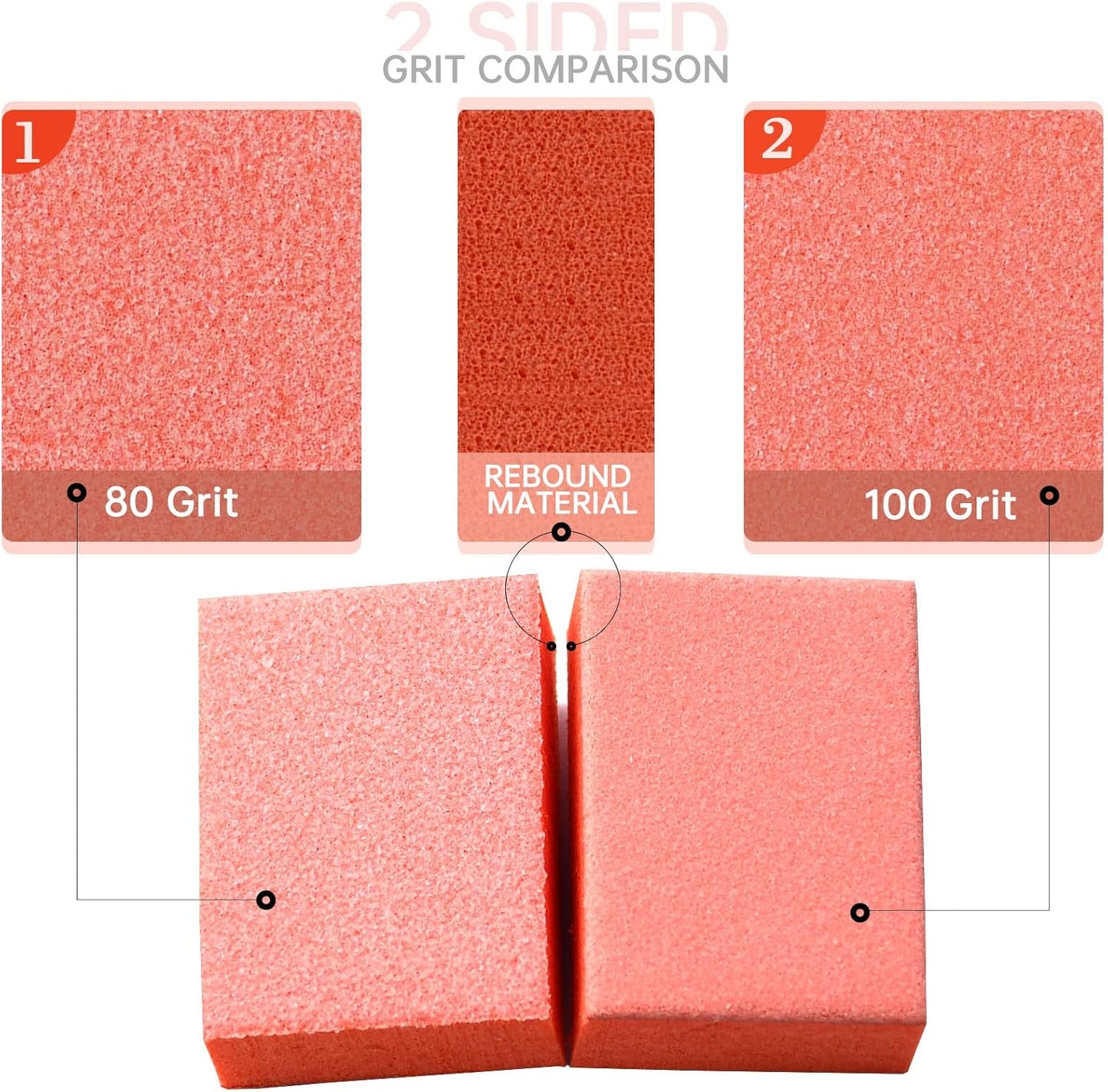 Maryton Mini Nail Buffer Blocks - 80/100 Grit Professional Salon Orange Buffers - Buff Nails Prior to Application of Gel Polish, Acrylic, 50 Count