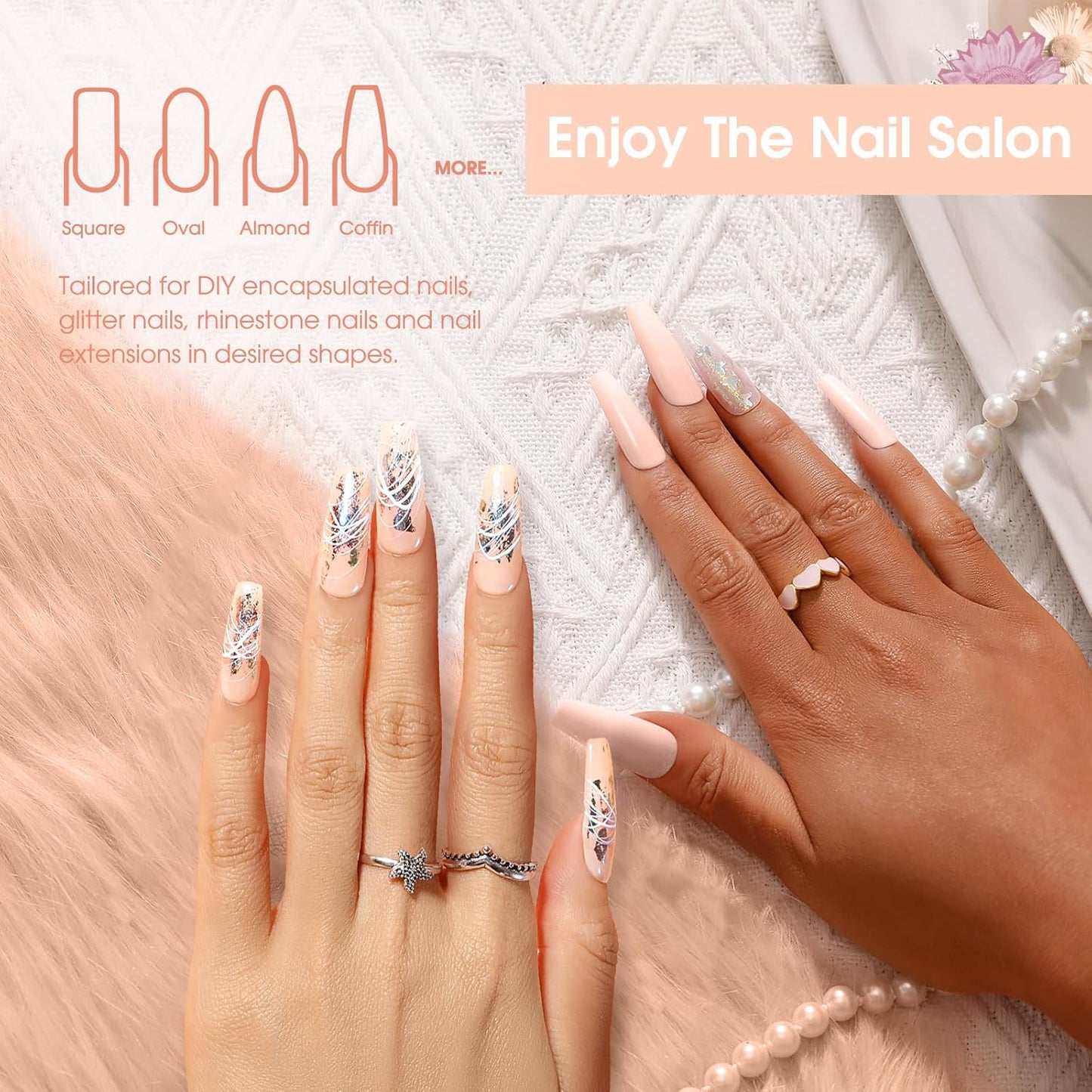 ROSALIND Nude Poly Extension Gel, 60ml Light Nude Poly Nail Gel Builder for Nail Art Decoration,Nail Thickening Extension Easy to DIY Use at Home Need UV Lamp
