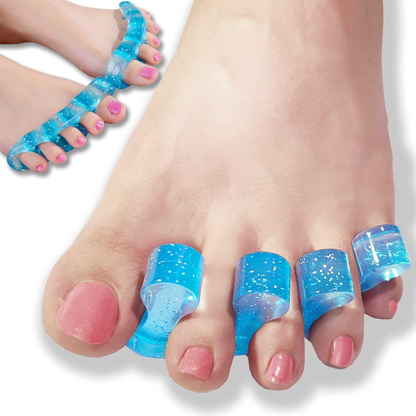DR. JK- ToePal Gel Toe Separator, 2 Pairs, Toe Spacers, Toe Straightener, Hammer Toe Straightener, Toe Spreader, Toe Stretcher, Toe Corrector for Women and Men, Bunion Corrector, Mother's Day Gift