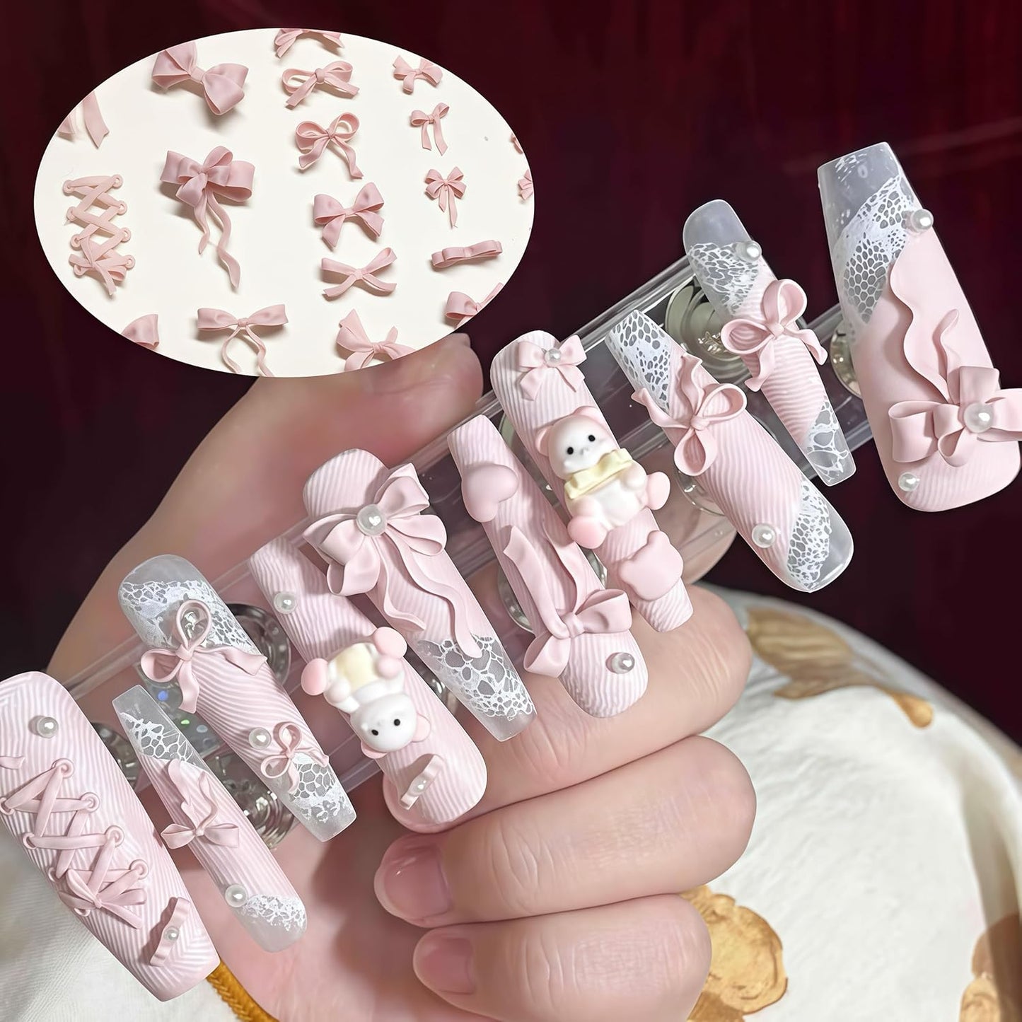 2 Pcs Bow Silicone Nail Art Molds for Women Resin Nail Design