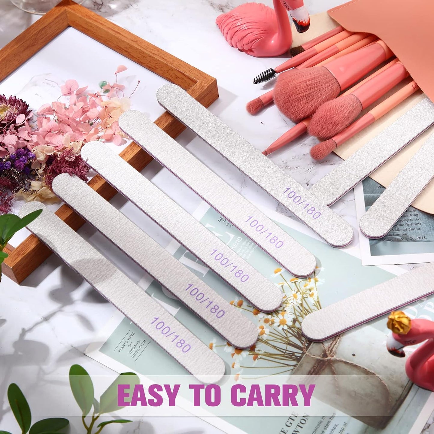 150 Pieces 100/180 Grit Nail Files Double Sided Emery Boards Washable Reusable Nail Buffers Manicure Tools for Natural Acrylic Toenails Home and Salon Use
