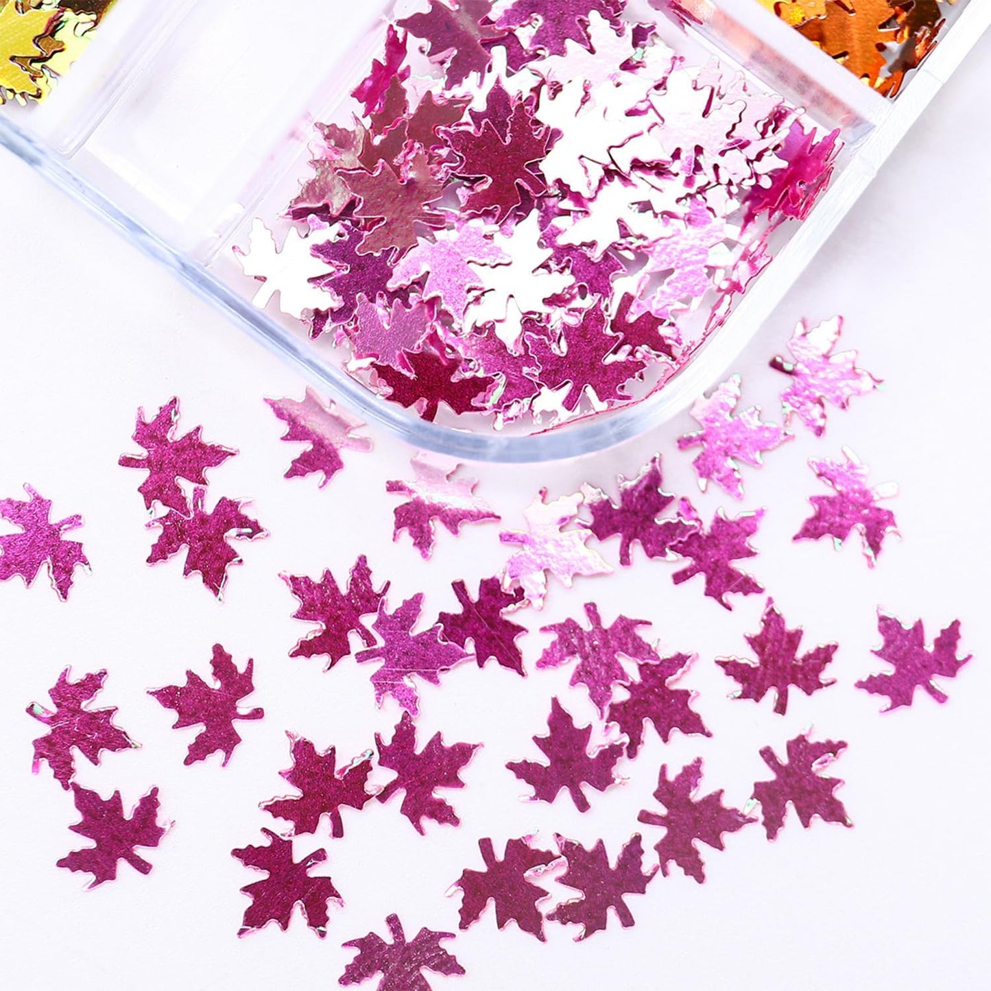 Maple Leaf Glitter Nail Sequins Fall Maple Leaves Glitter for Nails Holographic Nail Art Design Supplies 3D Autumn Glitters Flakes Decor