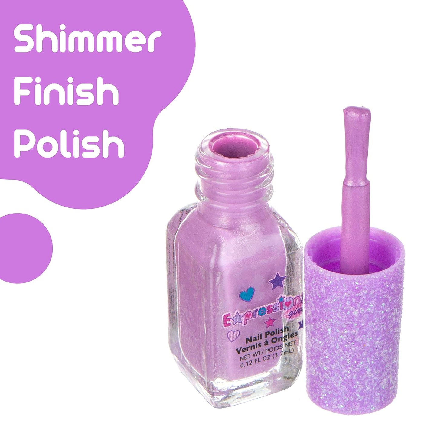EXPRESSIONS 7pc Shimmer Nail Polish Set - Glitter Cap, Safe & Non-Toxic Nail Polish Kit for Girls & Teens