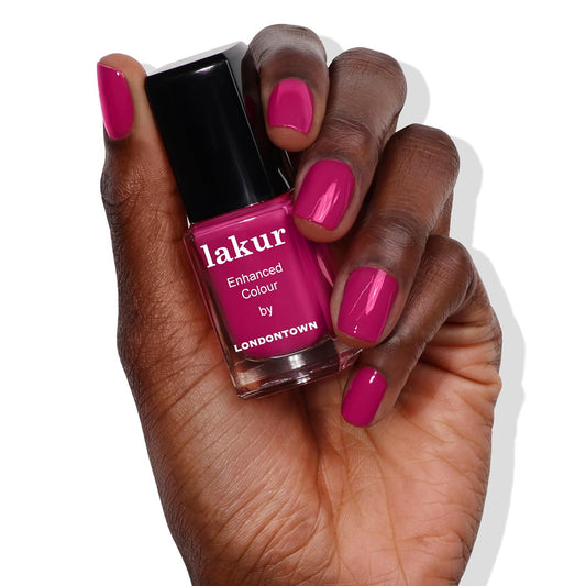 LONDONTOWN lakur Nail Polish - Chip-Resistant, Non-Toxic, Conditions & Hydrates Nails | Glossy Fruity Sangria Purple, Teeny Kini, .40 fl oz