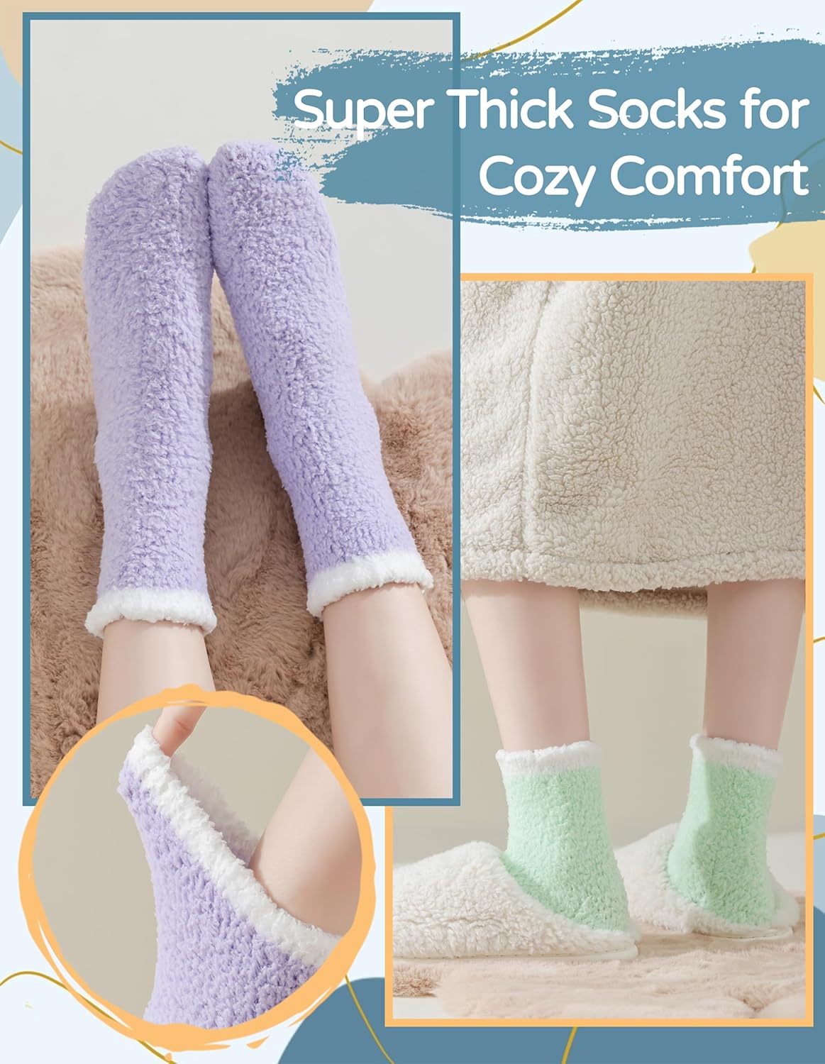 TEHOOK Warm & Cozy Gifts for Women, Stocking Stuufers, Fluffy Fuzzy Plush Sleeping Slipper Socks - Soft Warm Fabric
