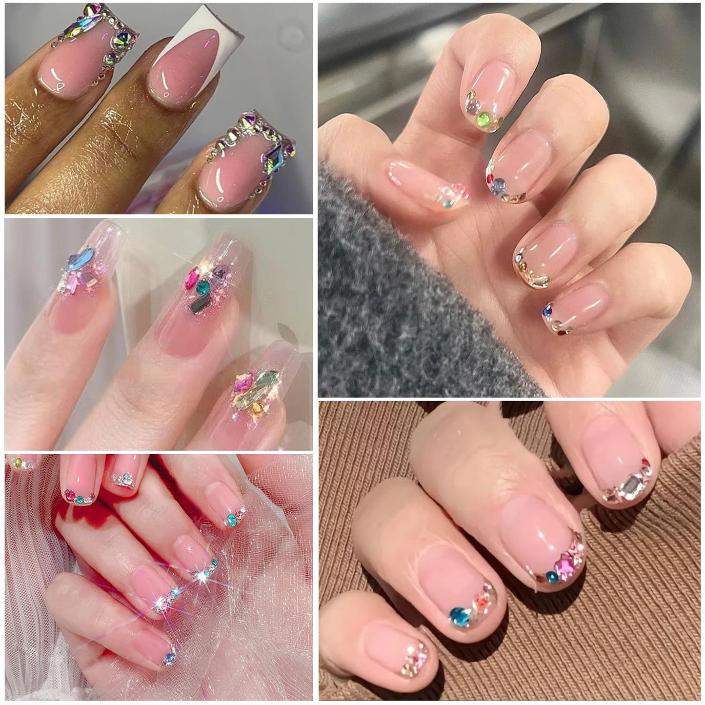 1440Pcs Mini Nail Rhinestones Colorful Nail Art Charms Multi Shape Crystal Charm Luxury Nail Art Flat Back Gems for 3D Small Star Heart Star Flower Nail Diamonds DIY Accessories Glitter Manicure Decor