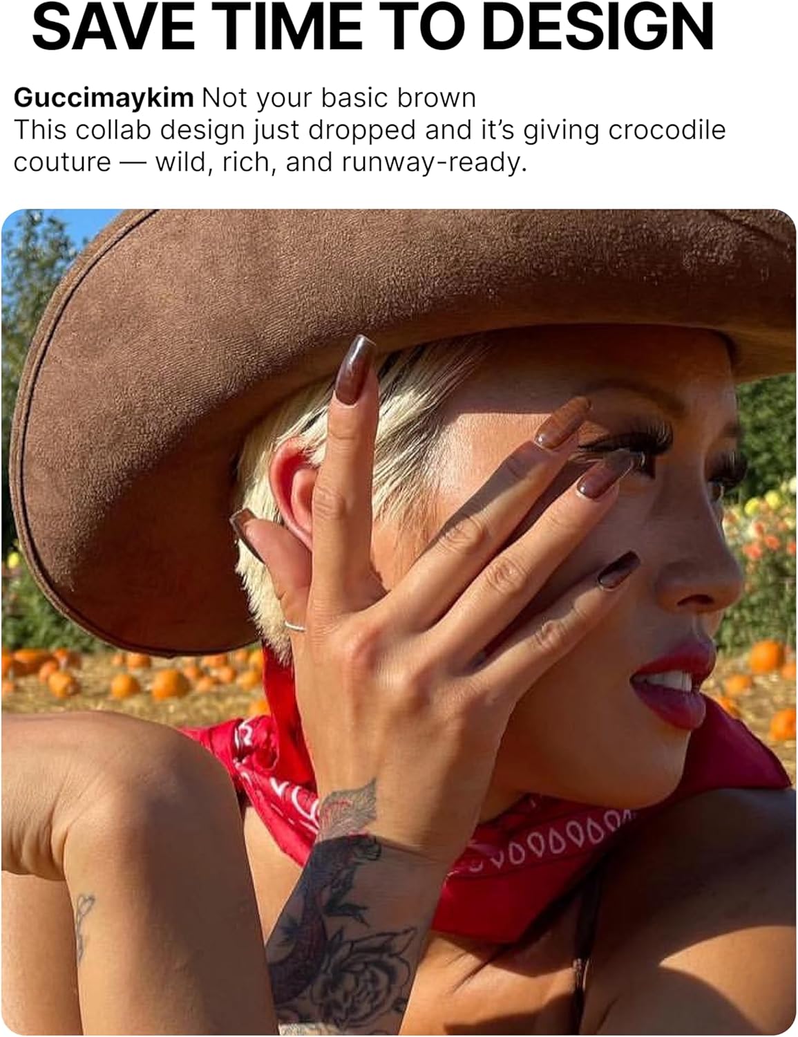 UUUUUU Semi Cured Gel Nail Strips | Salon-Quality | UV Free Gel Nail Wraps for Women | Easy Peel&Stick | Long-Lasting up to 14 Days | 28 Strips Set+File & Wipes | Gift-Ready (UGN100 Guccimay Kim)